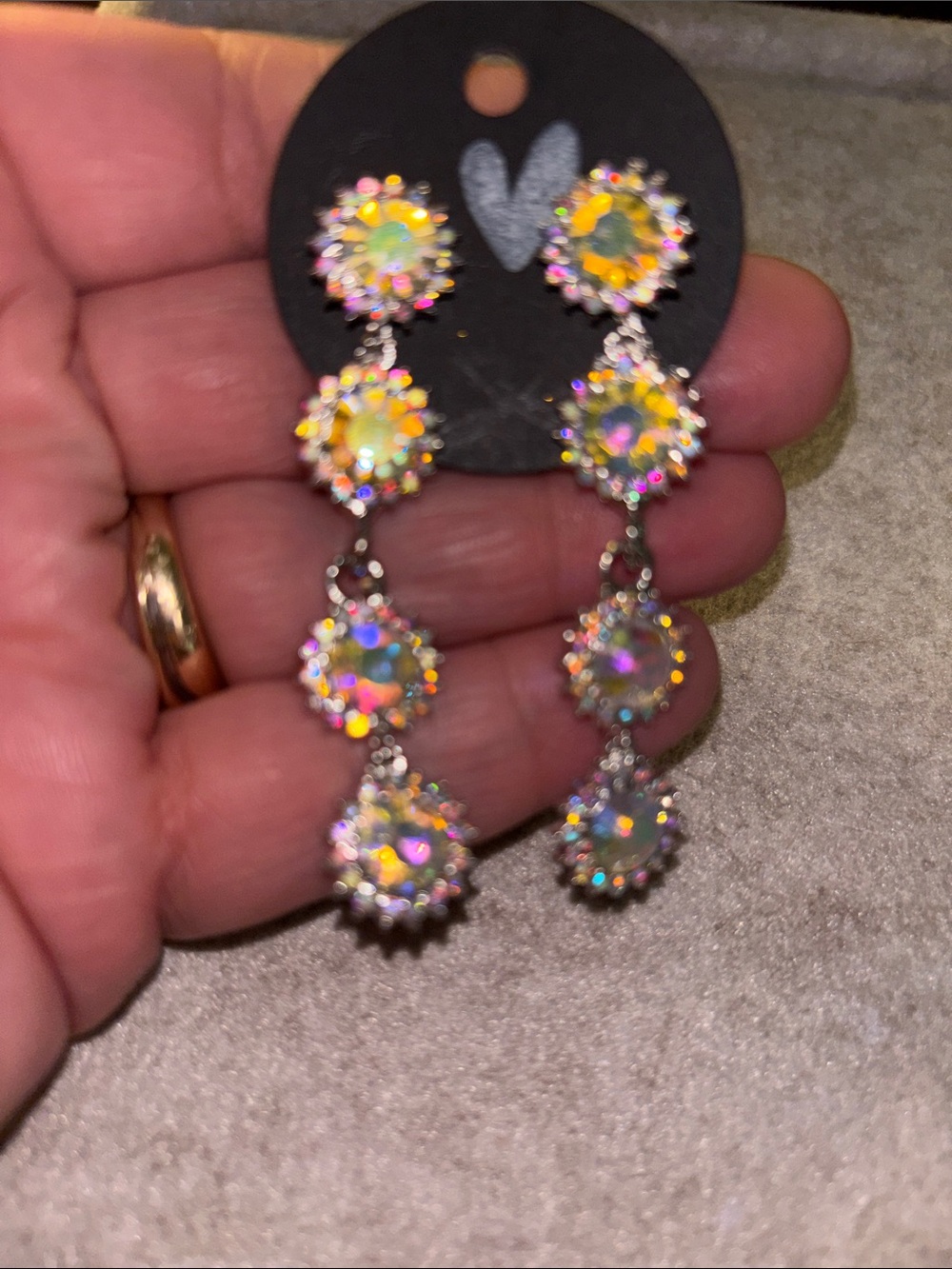 Iridescent Multi-Color Dangle Drop Earrings - Picture 4 of 4